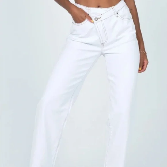 Princess Polly Lioness Lowrider Denim Jeans White - Picture 5 of 6